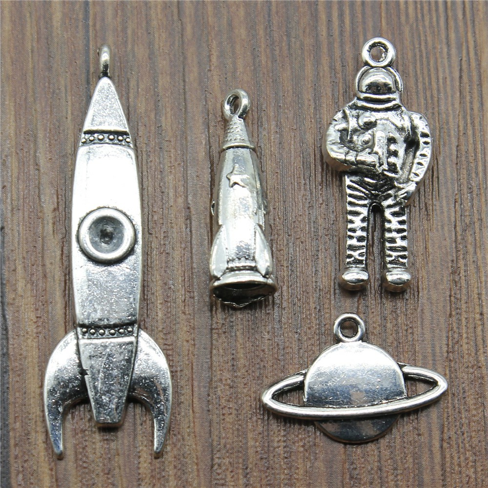 Vintage Fashion Wholesale - 10pcs Charms Rocket Antique Silver Color