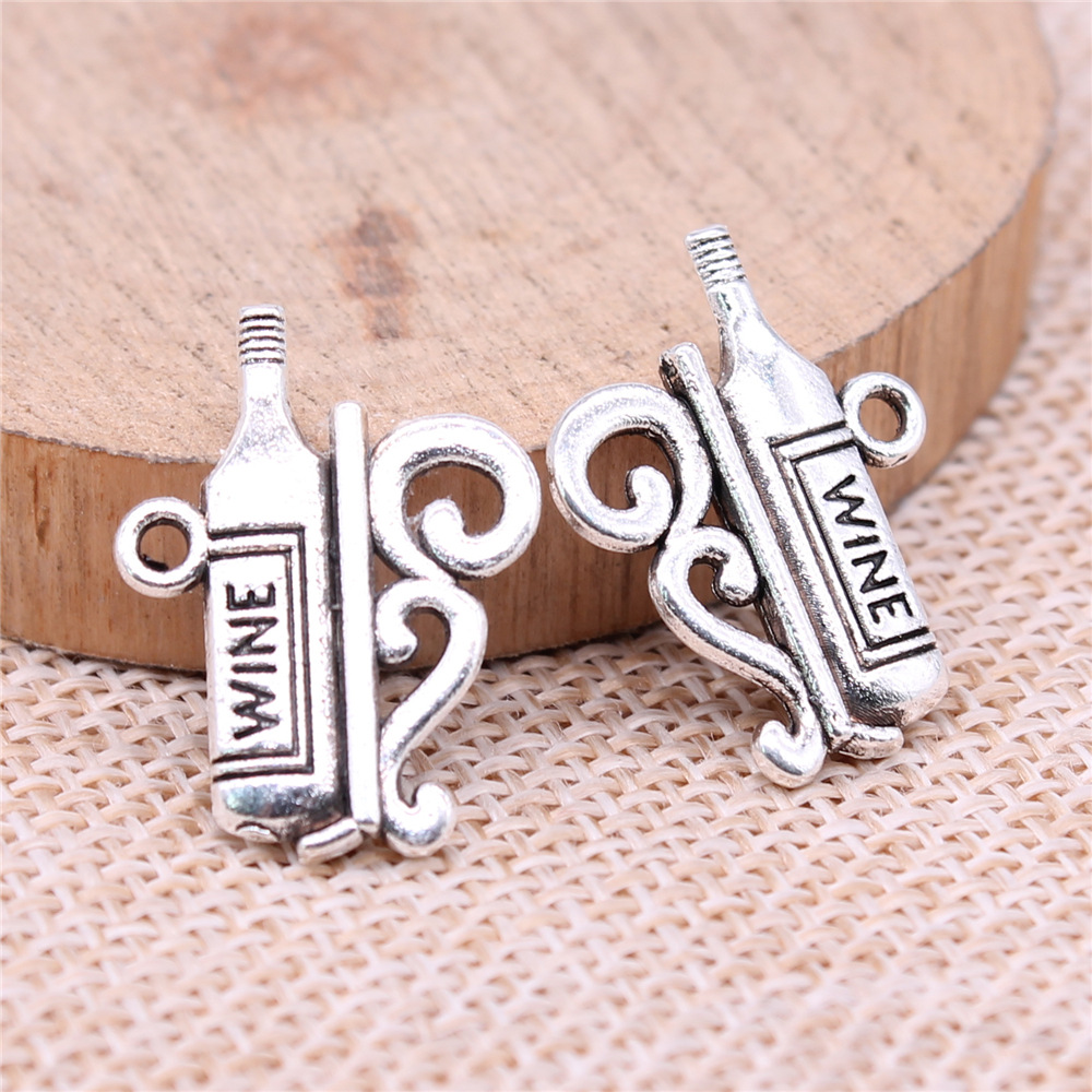 Vintage Fashion Wholesale - 20pcs 17x22mm(0.67x0.87inch) Antique Silver Color Wine