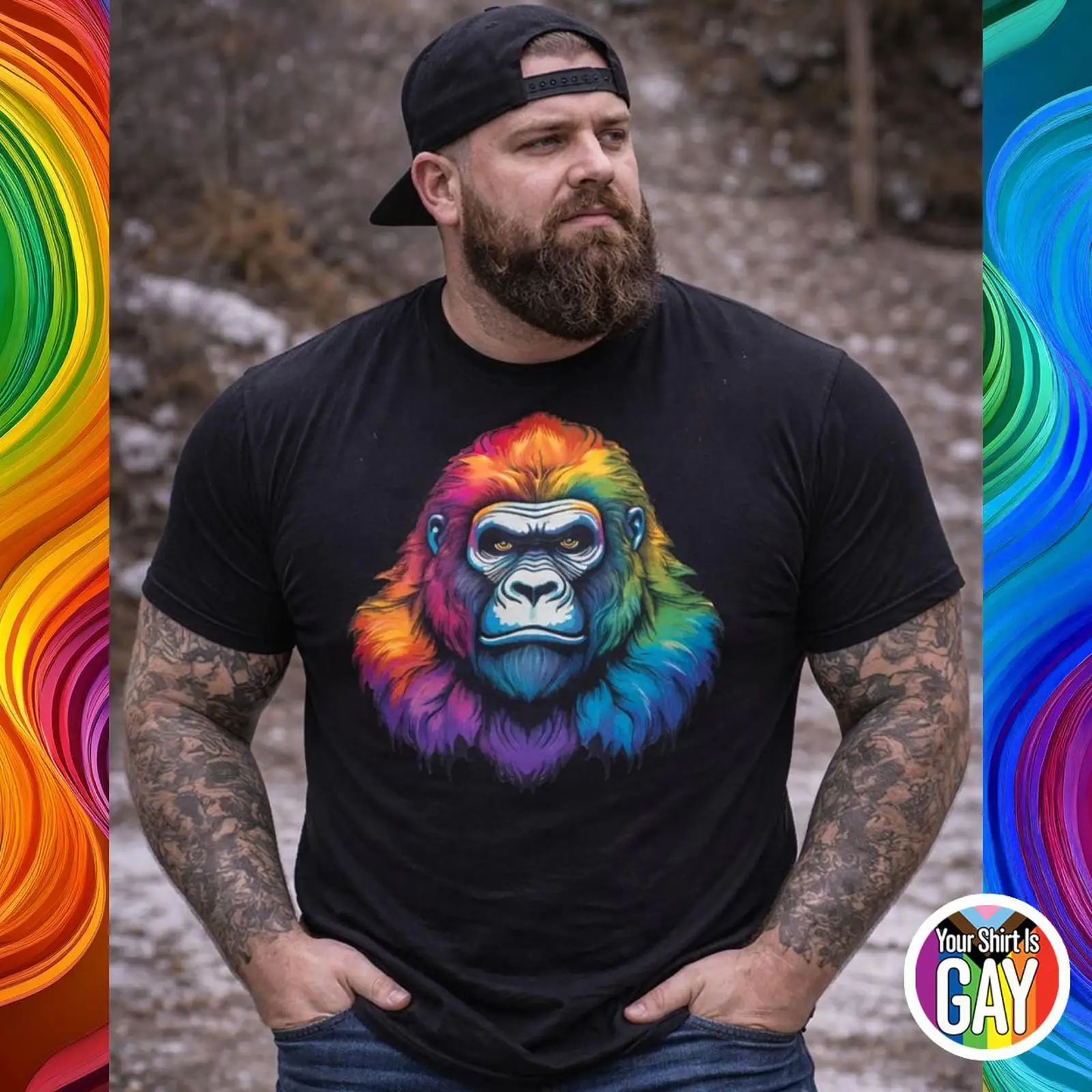 Vintage Fashion Community - Gay Gorilla Pride T Shirt Rainbow