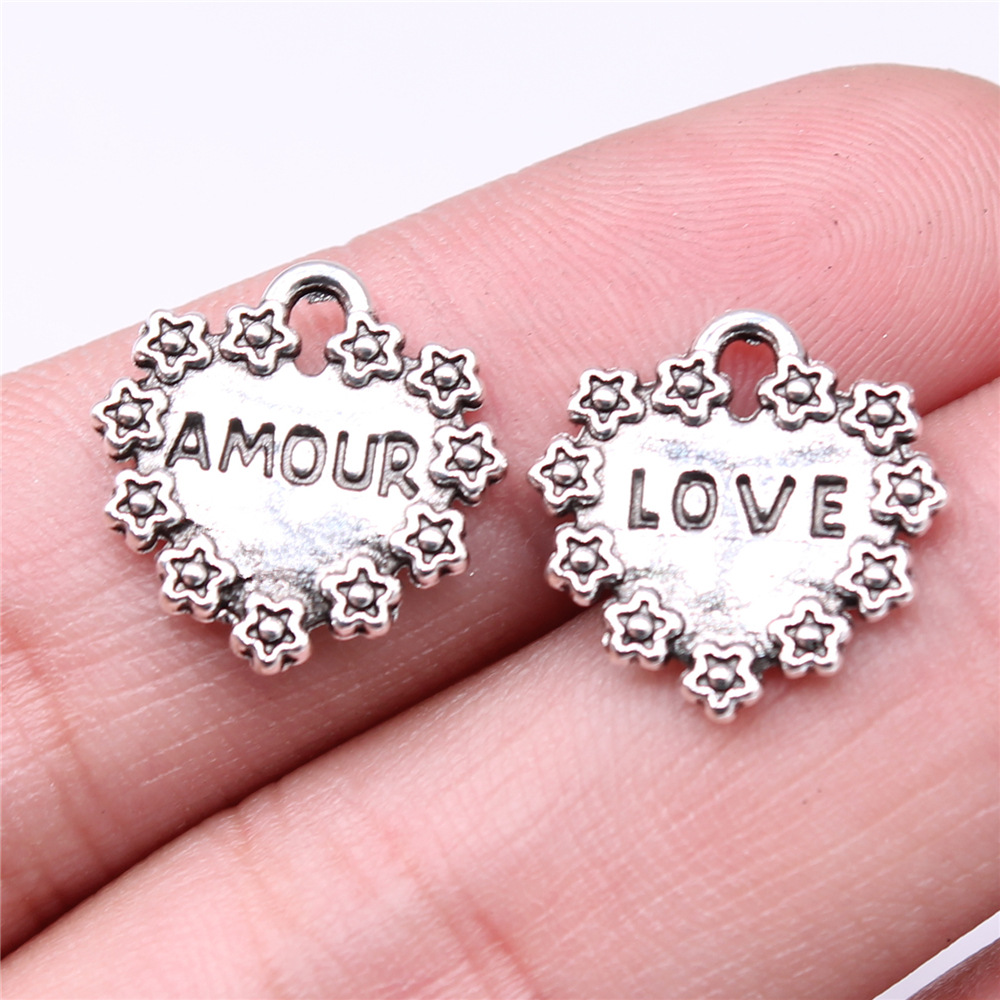 Vintage Fashion Wholesale - 20pcs 16x15mm Antique Silver Color Love