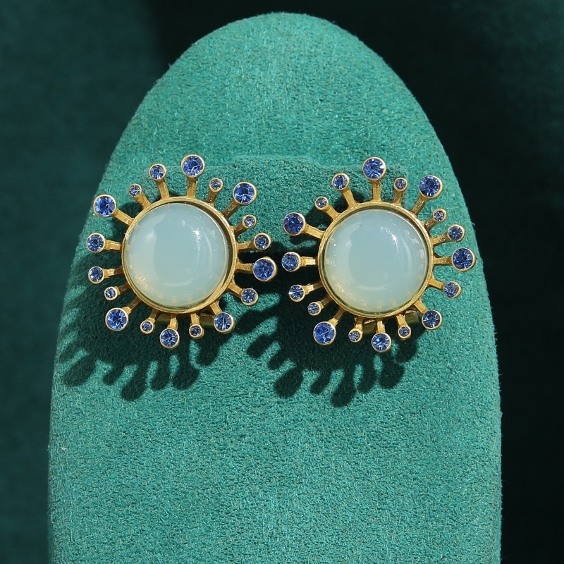 Vintage Green Agate Earrings A - Vintage Fashion Jewelry Brands ulasan dan harga