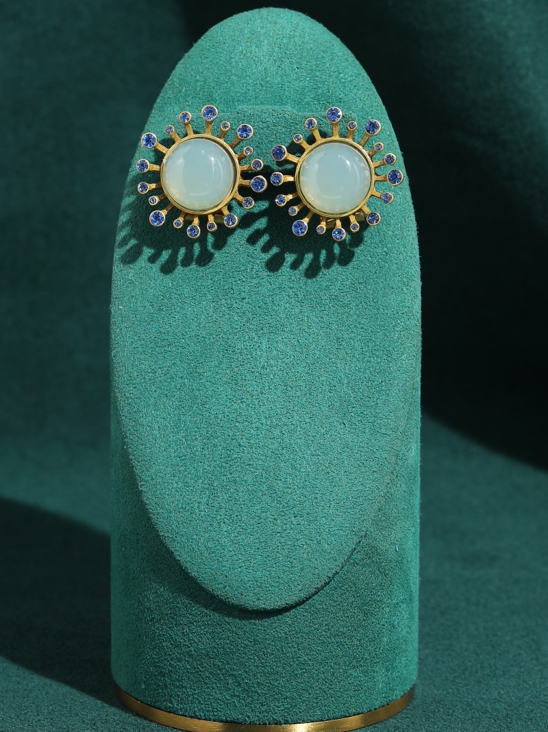 Vintage Green Agate Earrings A - Vintage Fashion Jewelry Brands ulasan dan harga