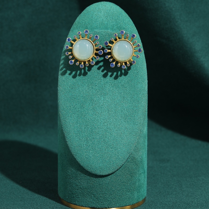 Vintage Green Agate Earrings A - Vintage Fashion Jewelry Brands ulasan dan harga