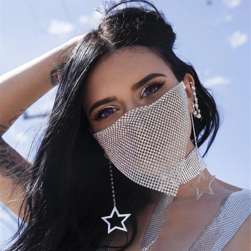 Halloween Mask Rhinestone Zirc - Vintage Fashion Show ulasan dan harga