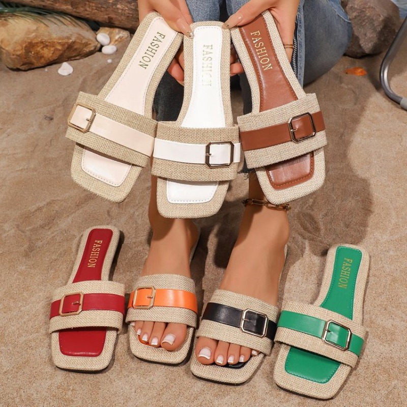 Women's Square Open Toe One-wo - Vintage Fashion Rome ulasan dan harga