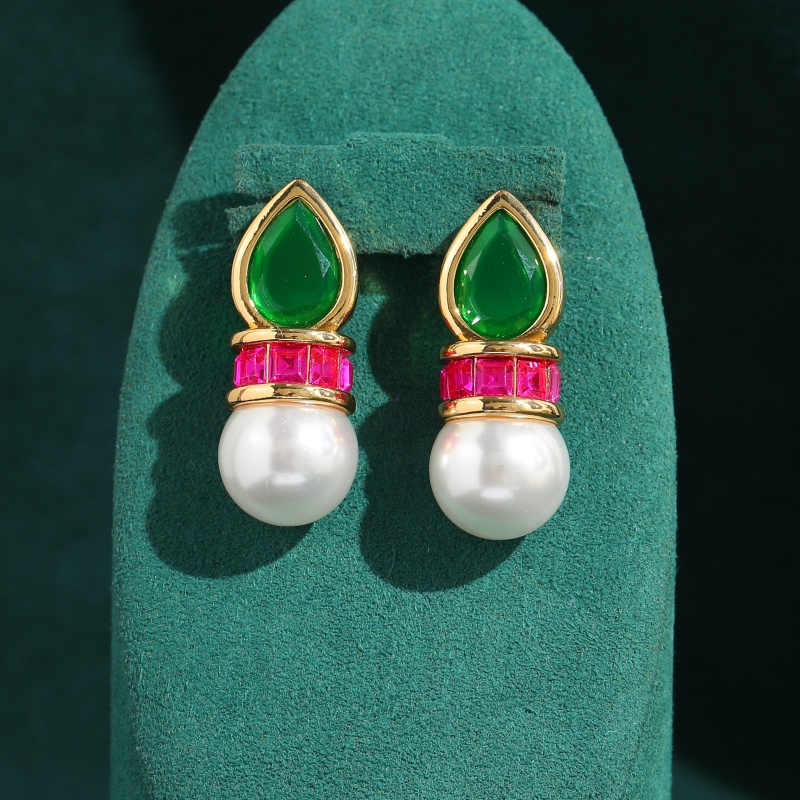 Vintage Green Glass Pink Zirco - Vintage Fashion Jewelry Brands ulasan dan harga