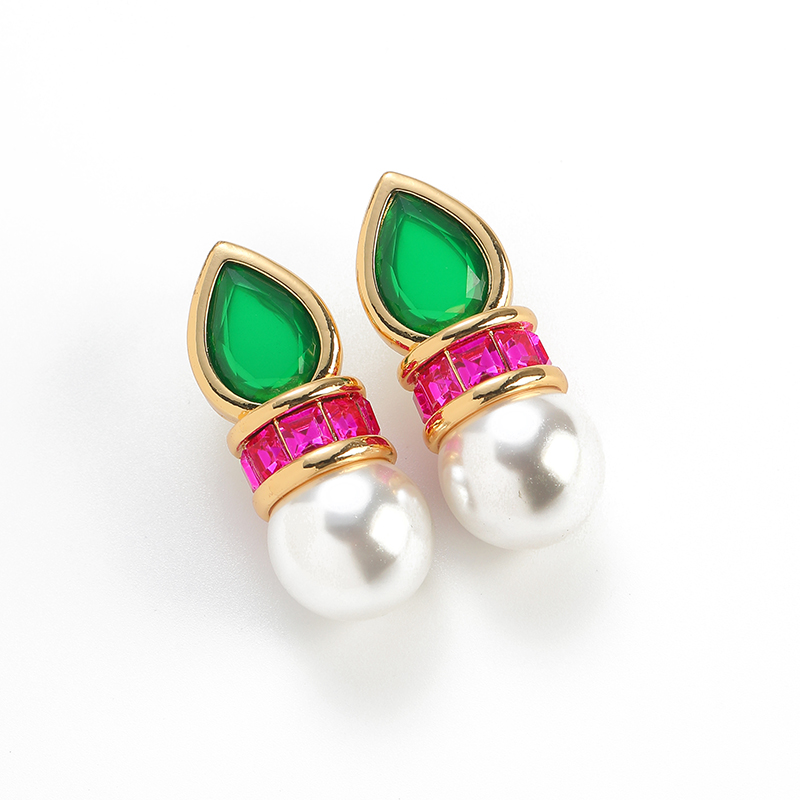 Vintage Green Glass Pink Zirco - Vintage Fashion Jewelry Brands ulasan dan harga