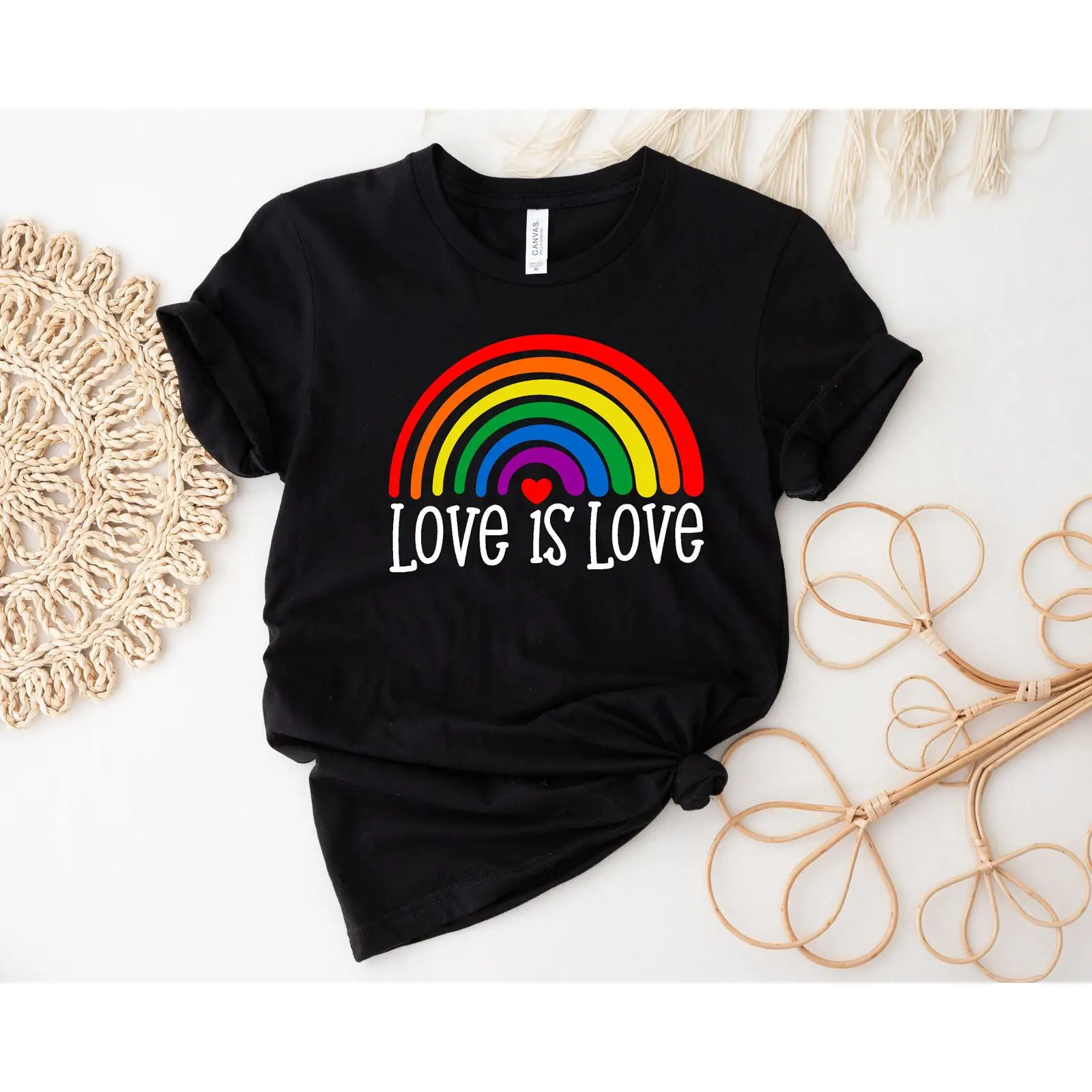 Love Is Rainbow LGBTQ T Shirt  - Vintage Fashion Community ulasan dan harga