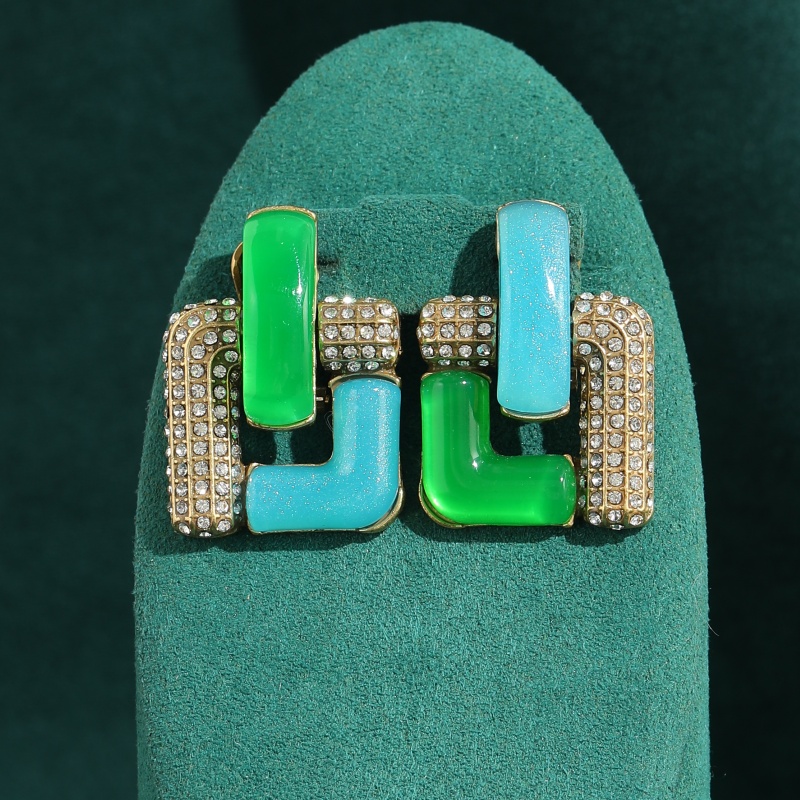 Vintage Blue Glass Green Geome - Vintage Fashion Jewelry Brands ulasan dan harga
