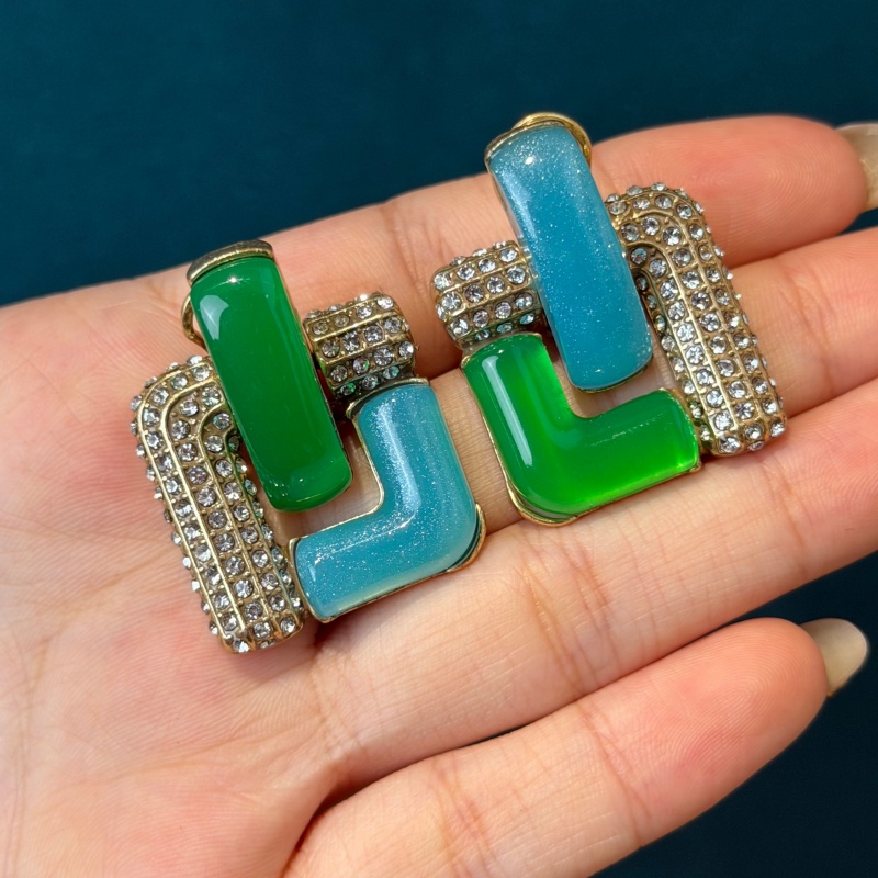 Vintage Blue Glass Green Geome - Vintage Fashion Jewelry Brands ulasan dan harga