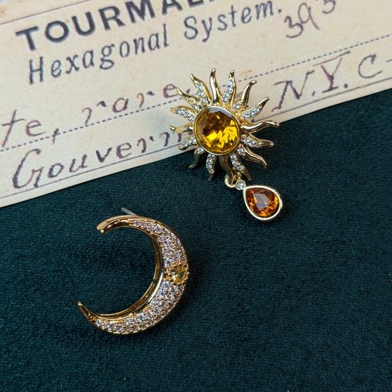 Vintage Yellow Crystal Sun Moo - Vintage Fashion Jewelry Brands ulasan dan harga