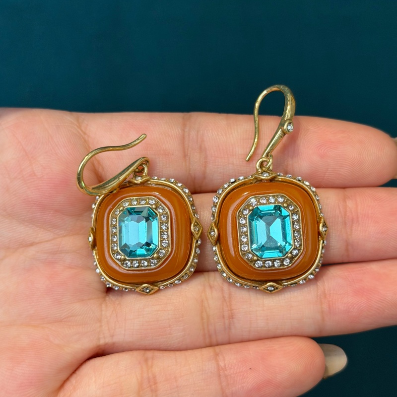 Vintage Blue Crystal Orange Gl - Vintage Fashion Jewelry Brands ulasan dan harga
