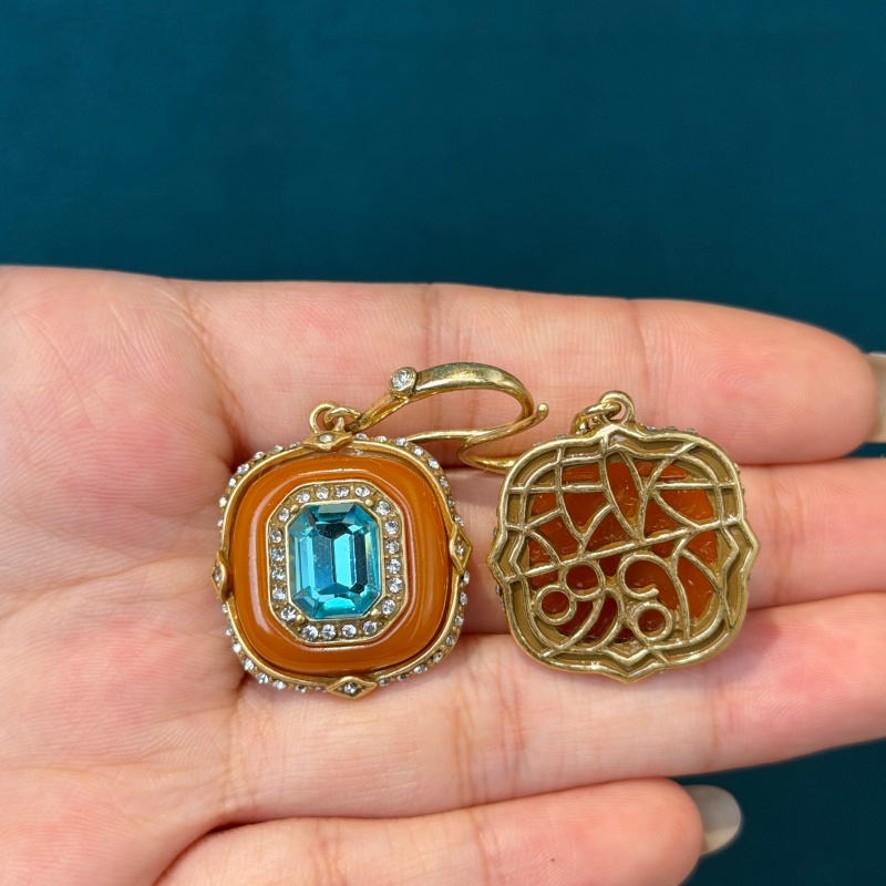 Vintage Blue Crystal Orange Gl - Vintage Fashion Jewelry Brands ulasan dan harga