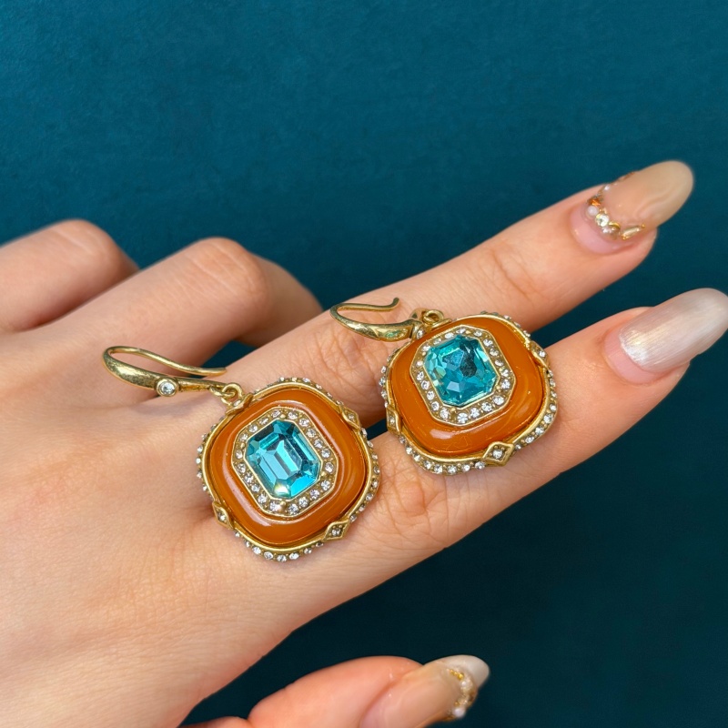 Vintage Blue Crystal Orange Gl - Vintage Fashion Jewelry Brands ulasan dan harga