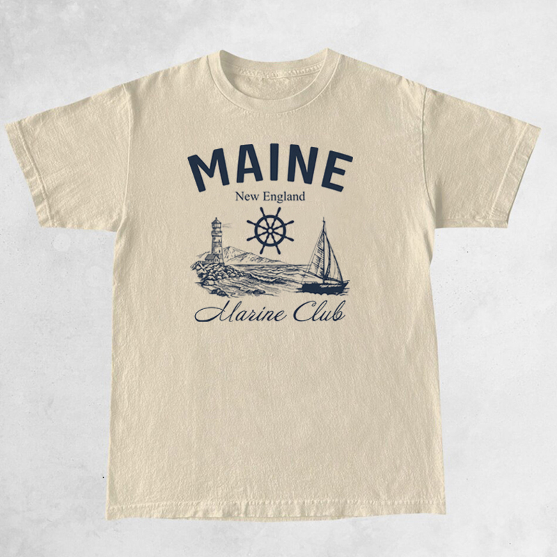 Maine Marine Club Vintage T-Sh - Vintage Yacht Fashion ulasan dan harga