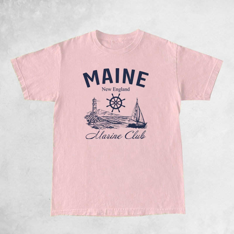 Maine Marine Club Vintage T-Sh - Vintage Yacht Fashion ulasan dan harga