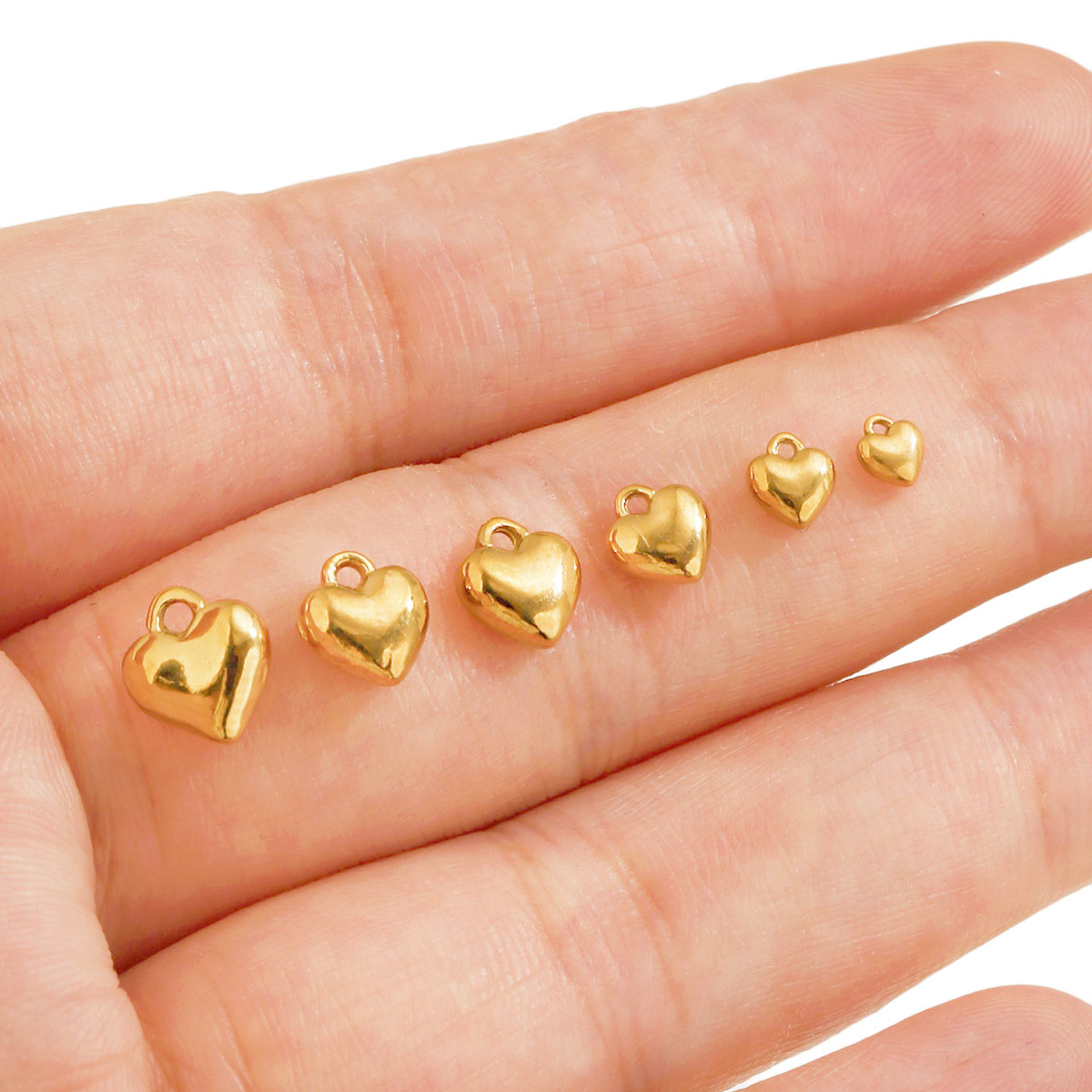 20Pcs 3D Solid Heart Charm 18K - Vintage Fashion Wholesale ulasan dan harga