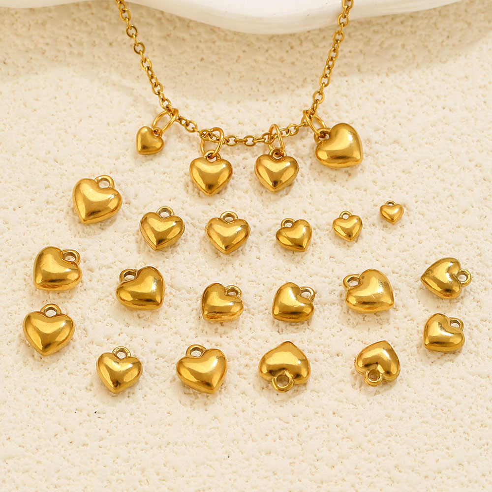 20Pcs 3D Solid Heart Charm 18K - Vintage Fashion Wholesale ulasan dan harga