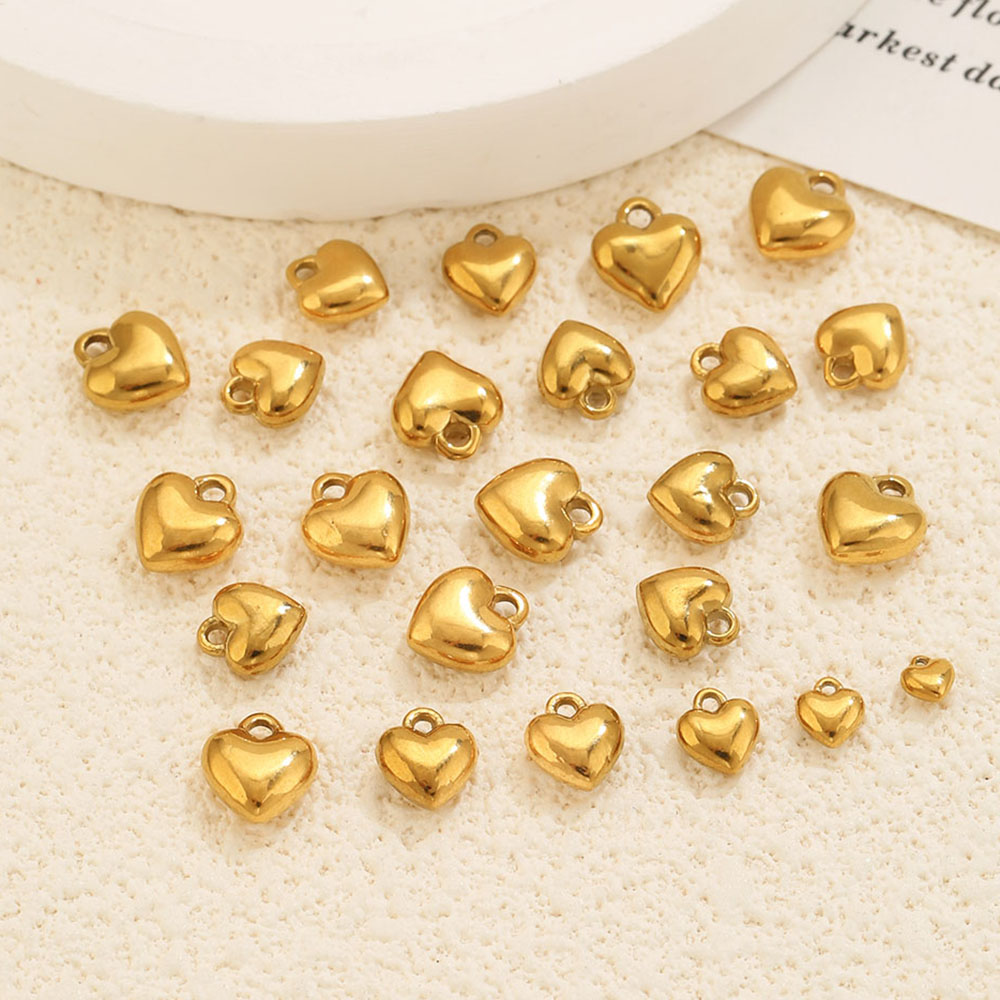 20Pcs 3D Solid Heart Charm 18K - Vintage Fashion Wholesale ulasan dan harga