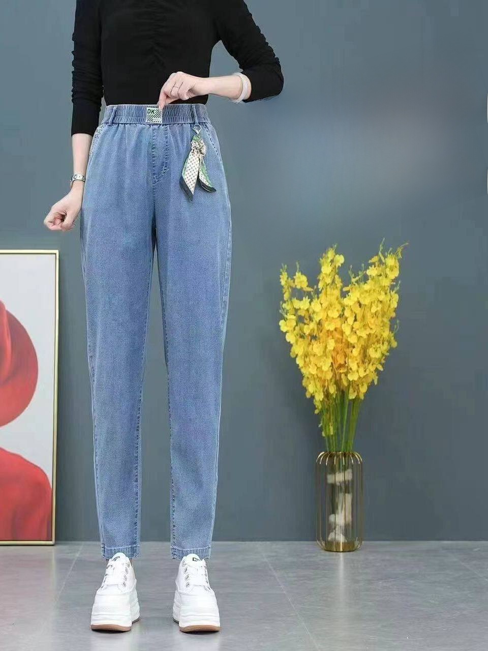 High Waist Straight Leg Ice Si - Mom Jean High Rise ulasan dan harga