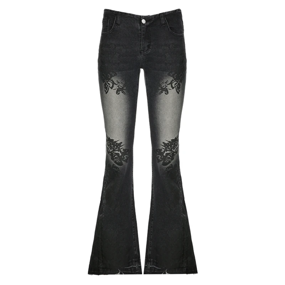 Streetwear Flare Jeans Women D - Mom Jean High Rise ulasan dan harga